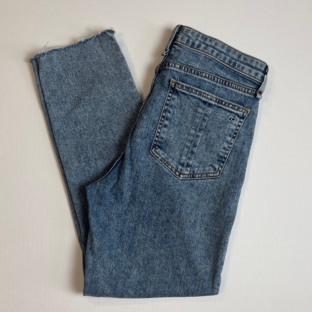 Rag and Bone Nina High Rise Cigarette Straight leg with raw hem. 90’s style